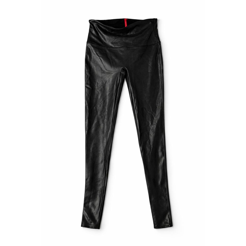 Spanx Faux Leather Leggings XLP Black High Rise Shiny Moto Y2K Going Out Pants